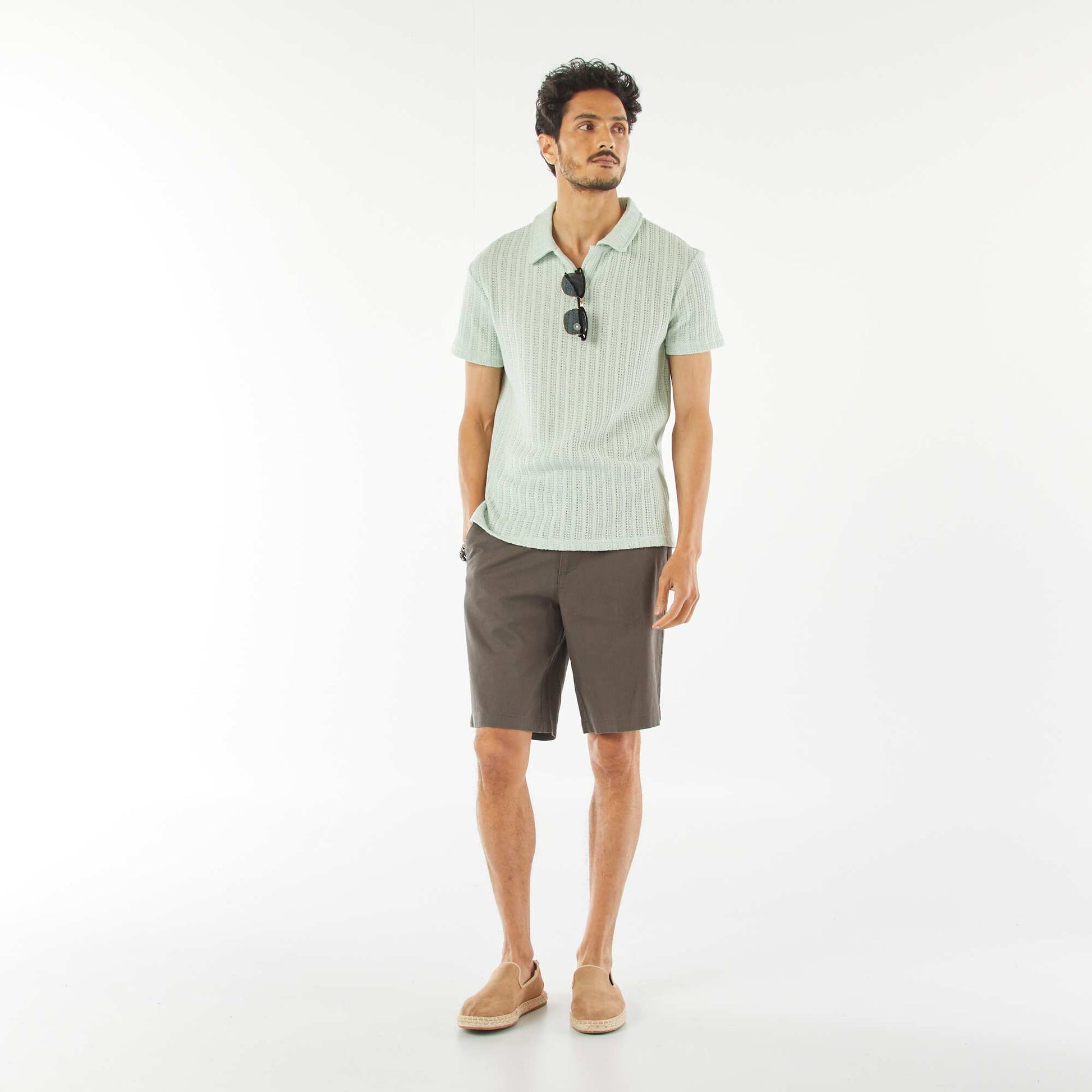 Bermuda chino en lin mélangé KAKI
