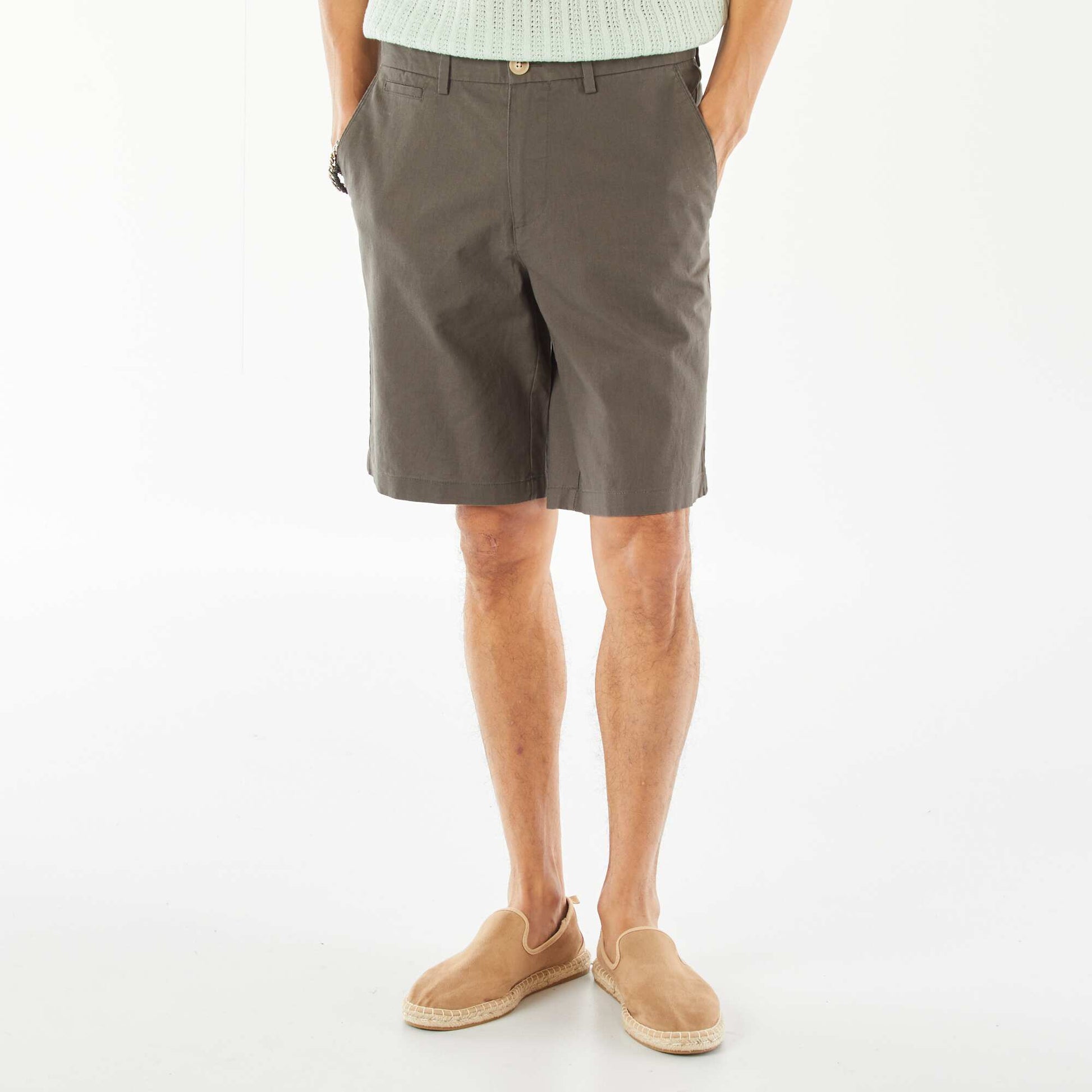 Bermuda chino en lin mélangé KAKI