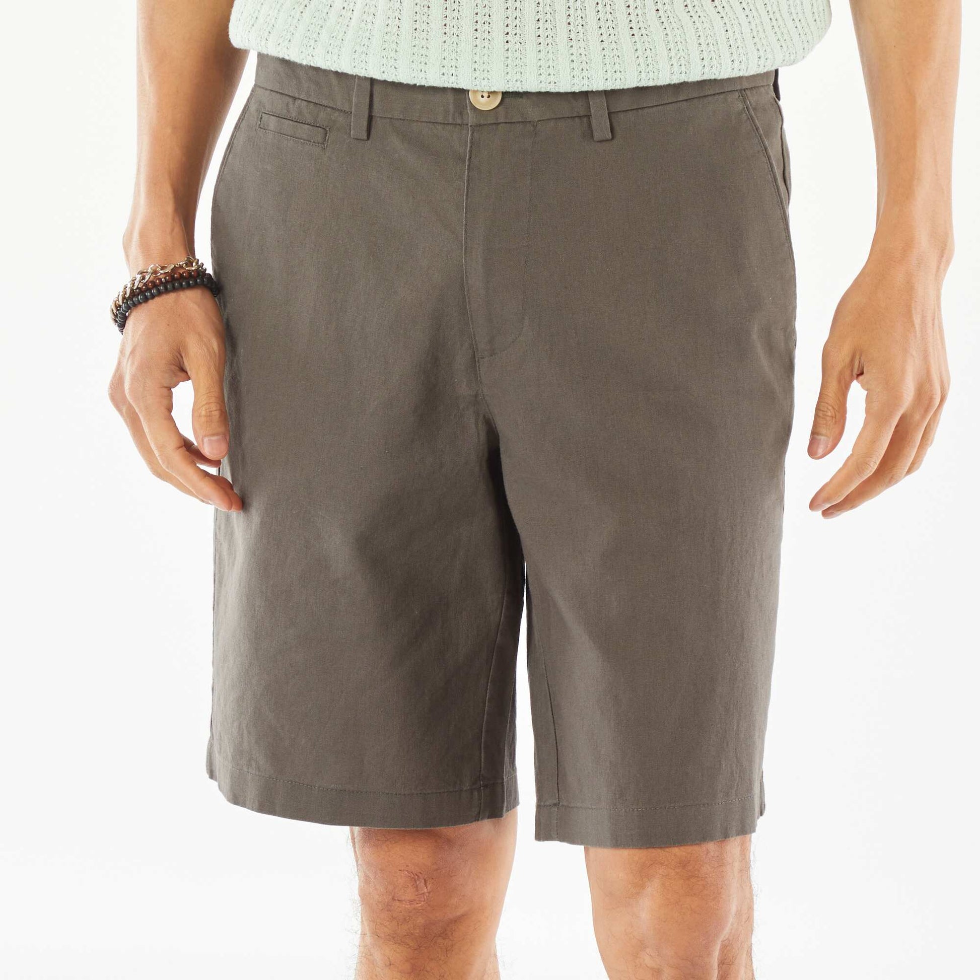 Bermuda chino en lin mélangé KAKI