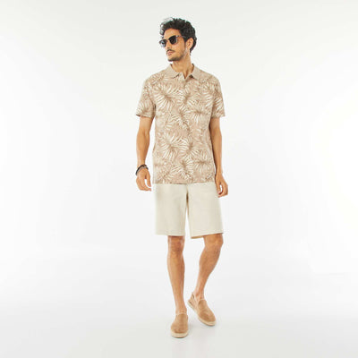 Bermuda chino en lin mélangé BEIGE