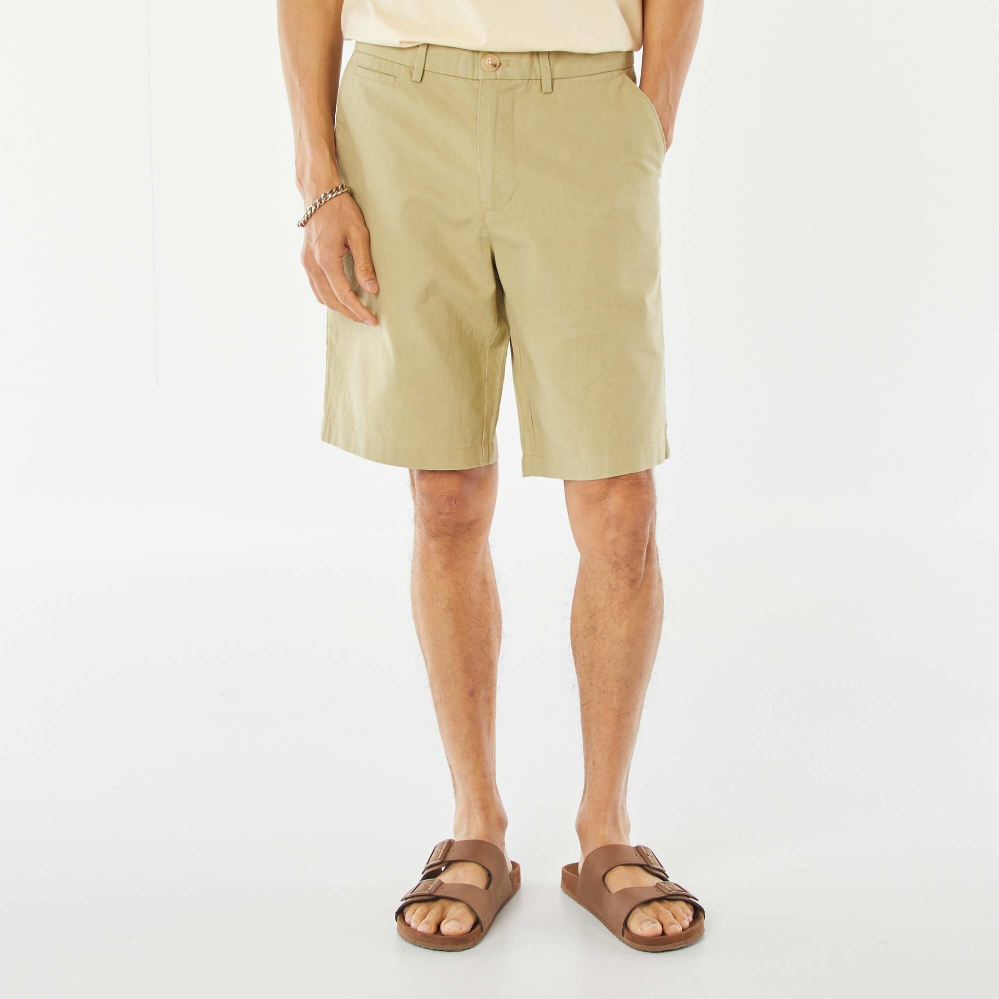 Bermuda chino en lin mélangé VERT