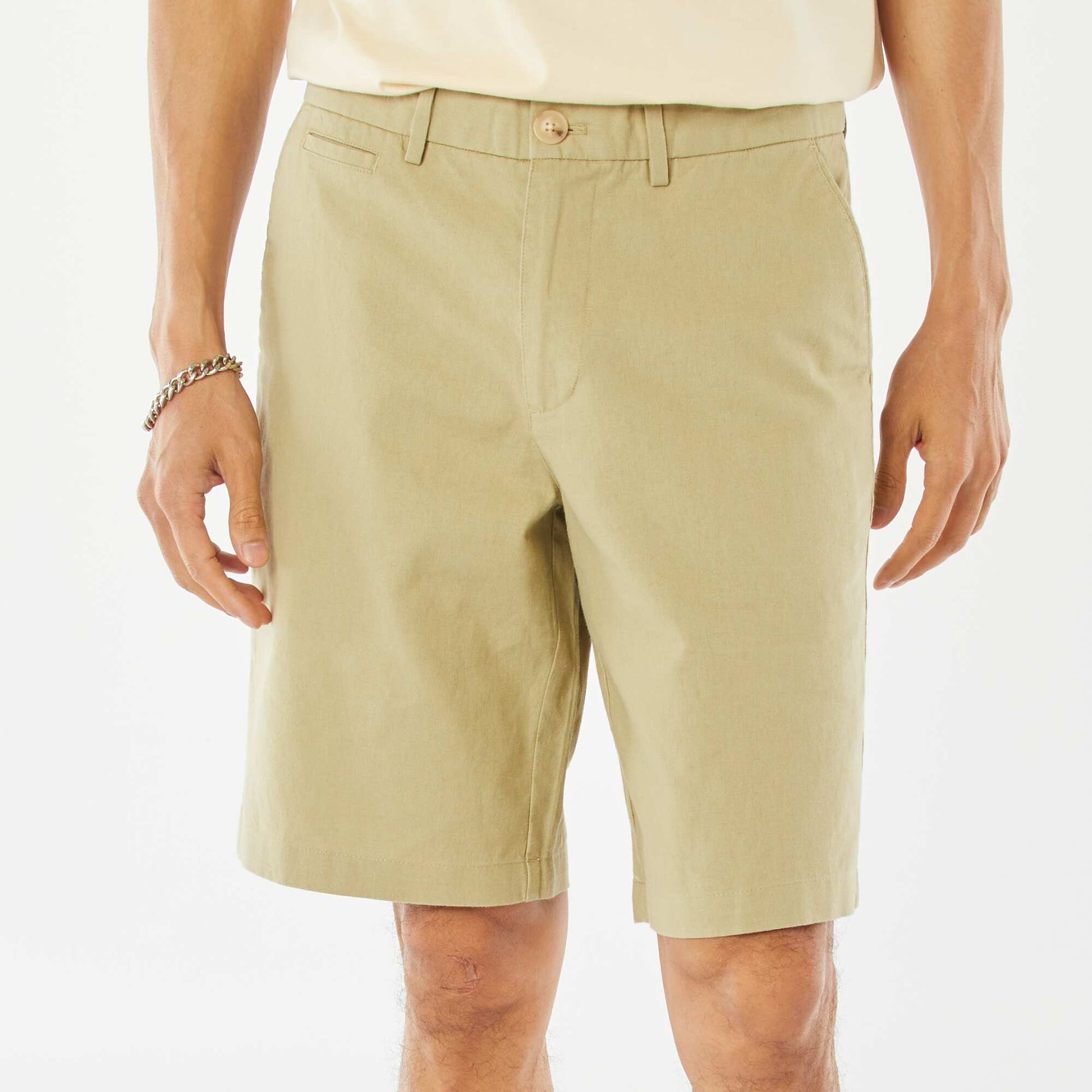 Bermuda chino en lin mélangé VERT