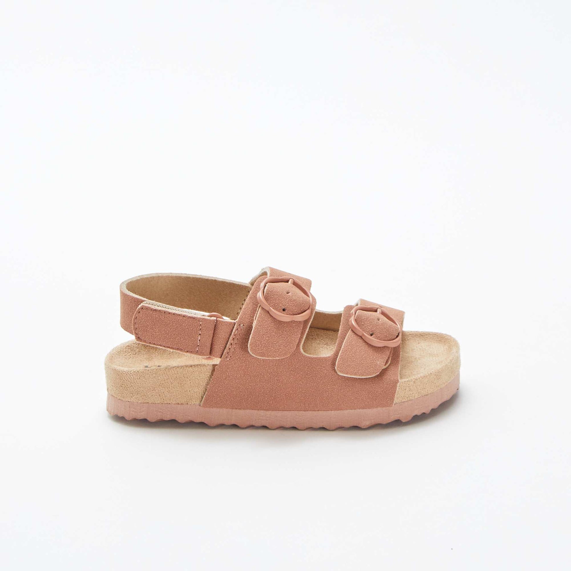 Sandales plates avec boucles fleurs ROSE