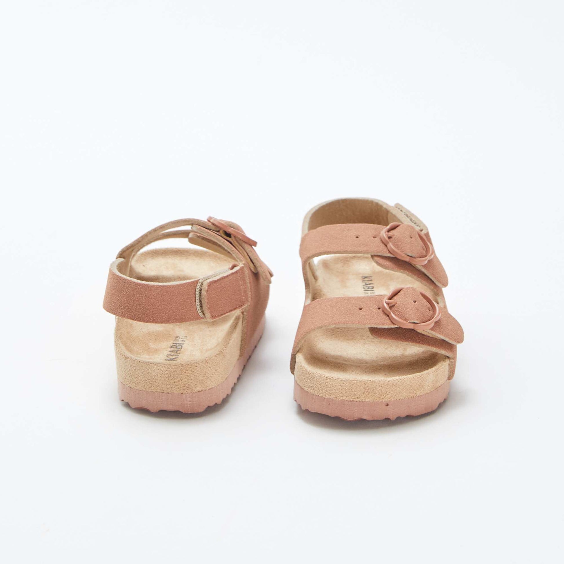 Sandales plates avec boucles fleurs ROSE
