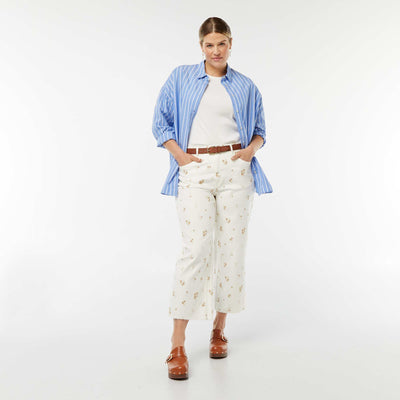 Jean wide leg cropped BLANC