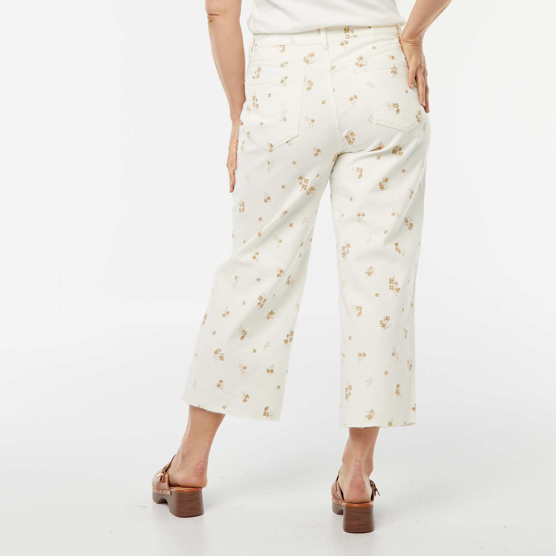 Jean wide leg cropped BLANC