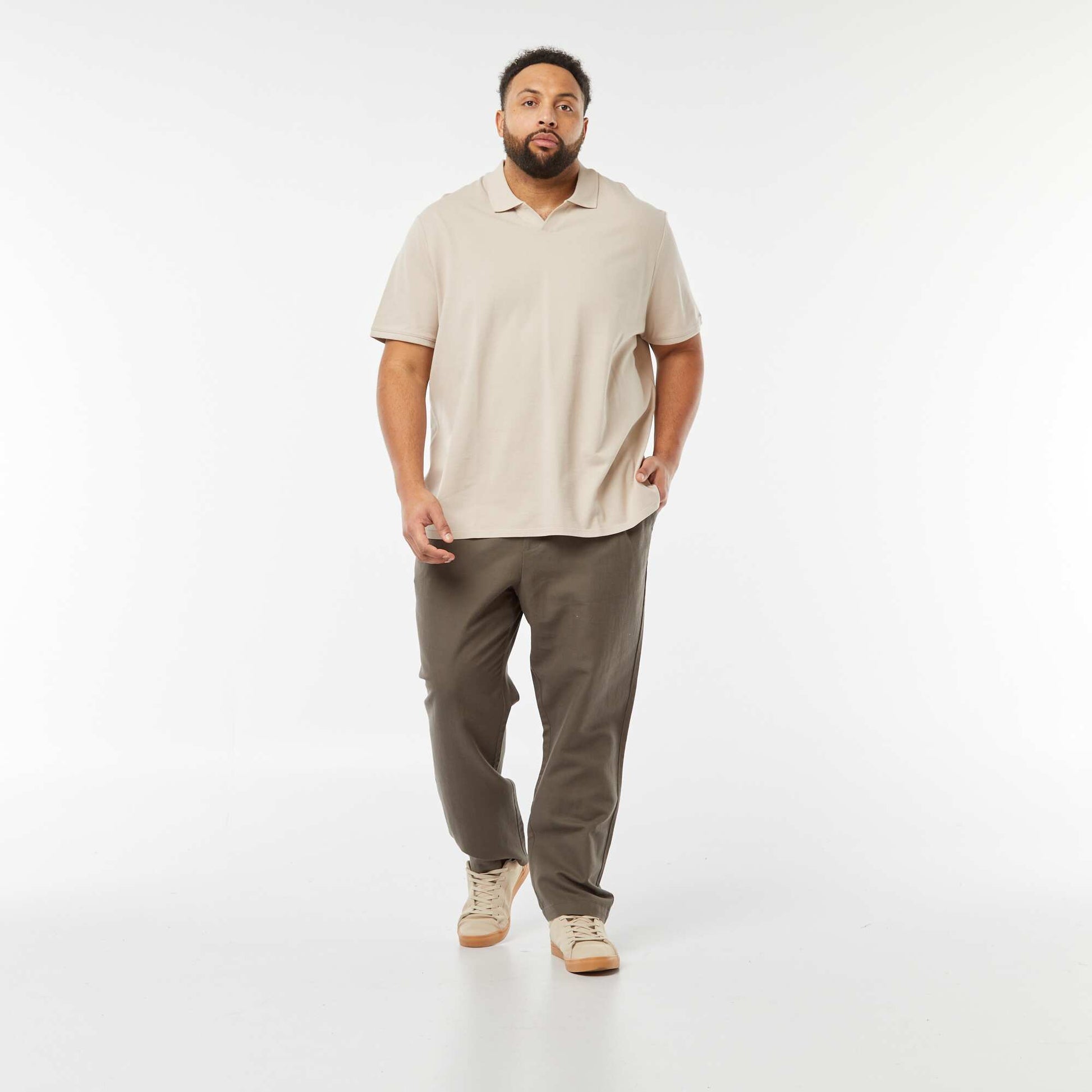 Pantalon large en lin mélangé KAKI