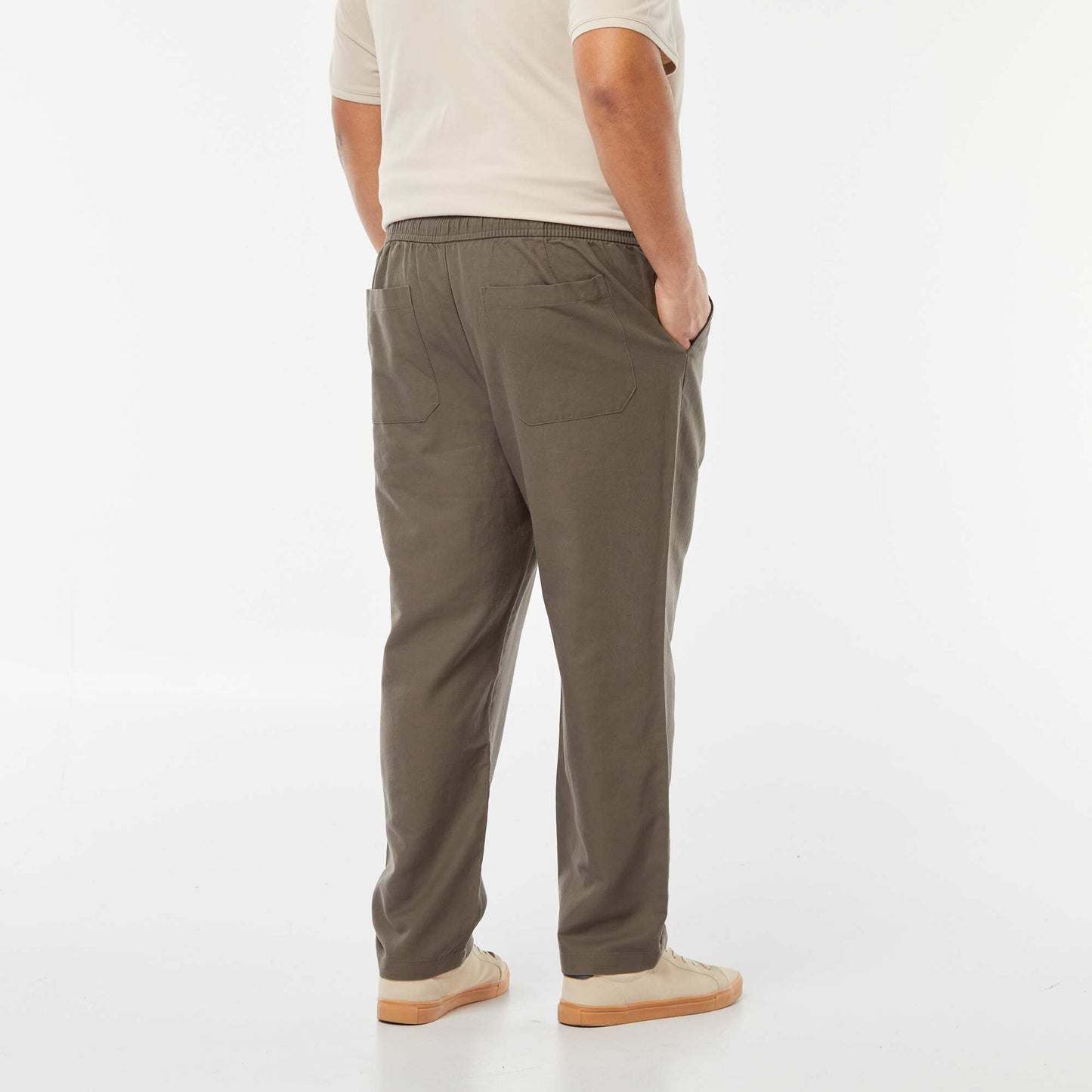 Pantalon large en lin mélangé KAKI