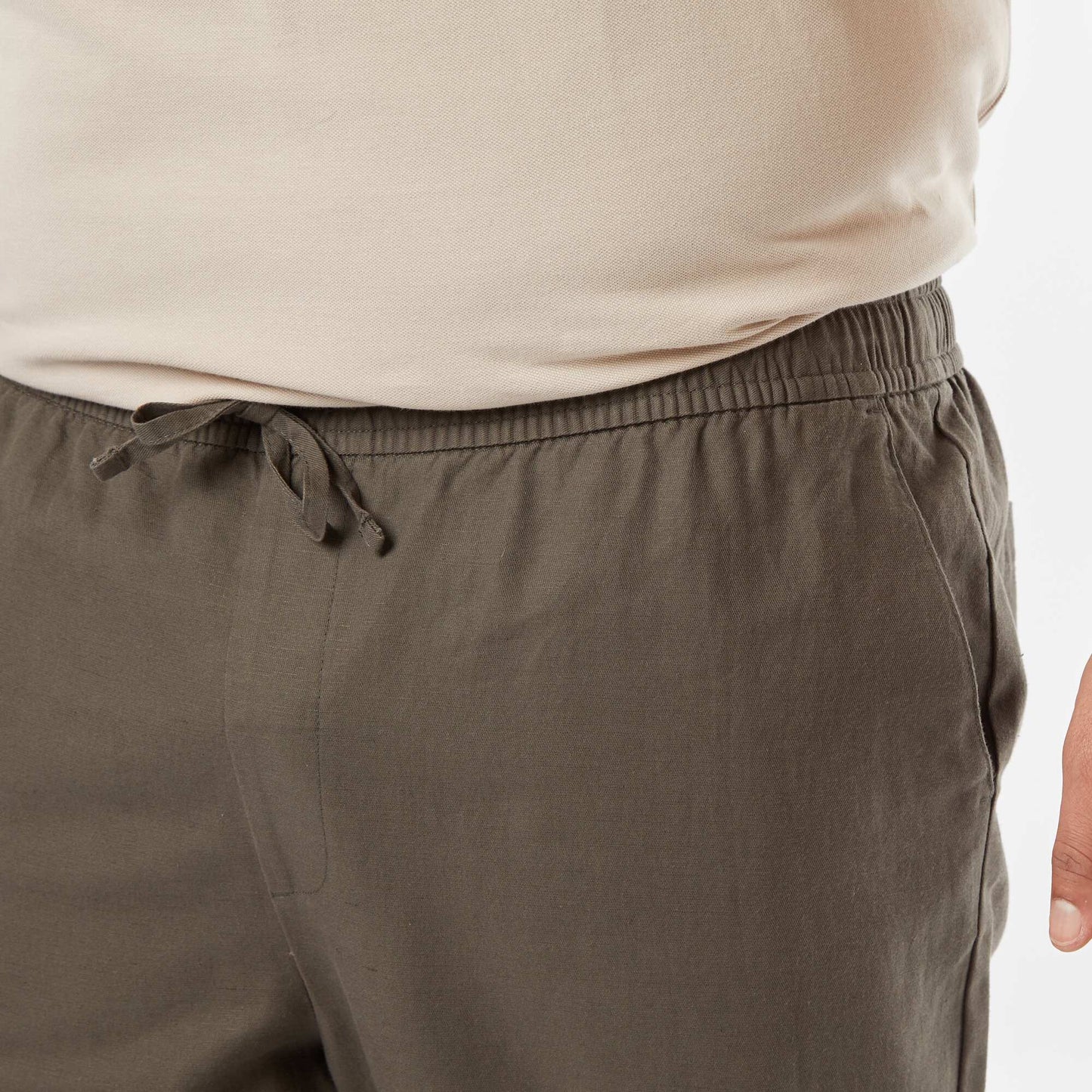 Pantalon large en lin mélangé KAKI