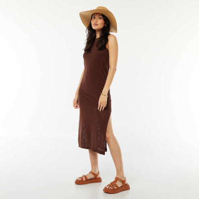 Robe longue sans manches MARRON
