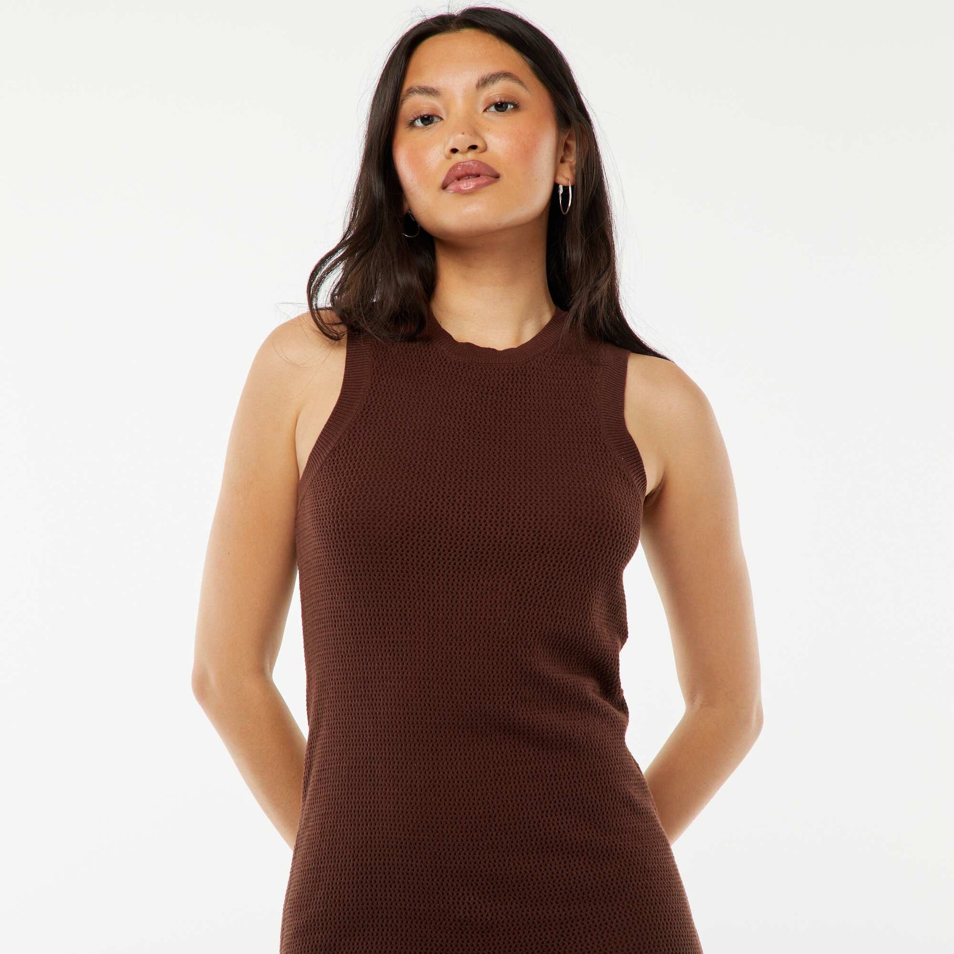 Robe longue sans manches MARRON