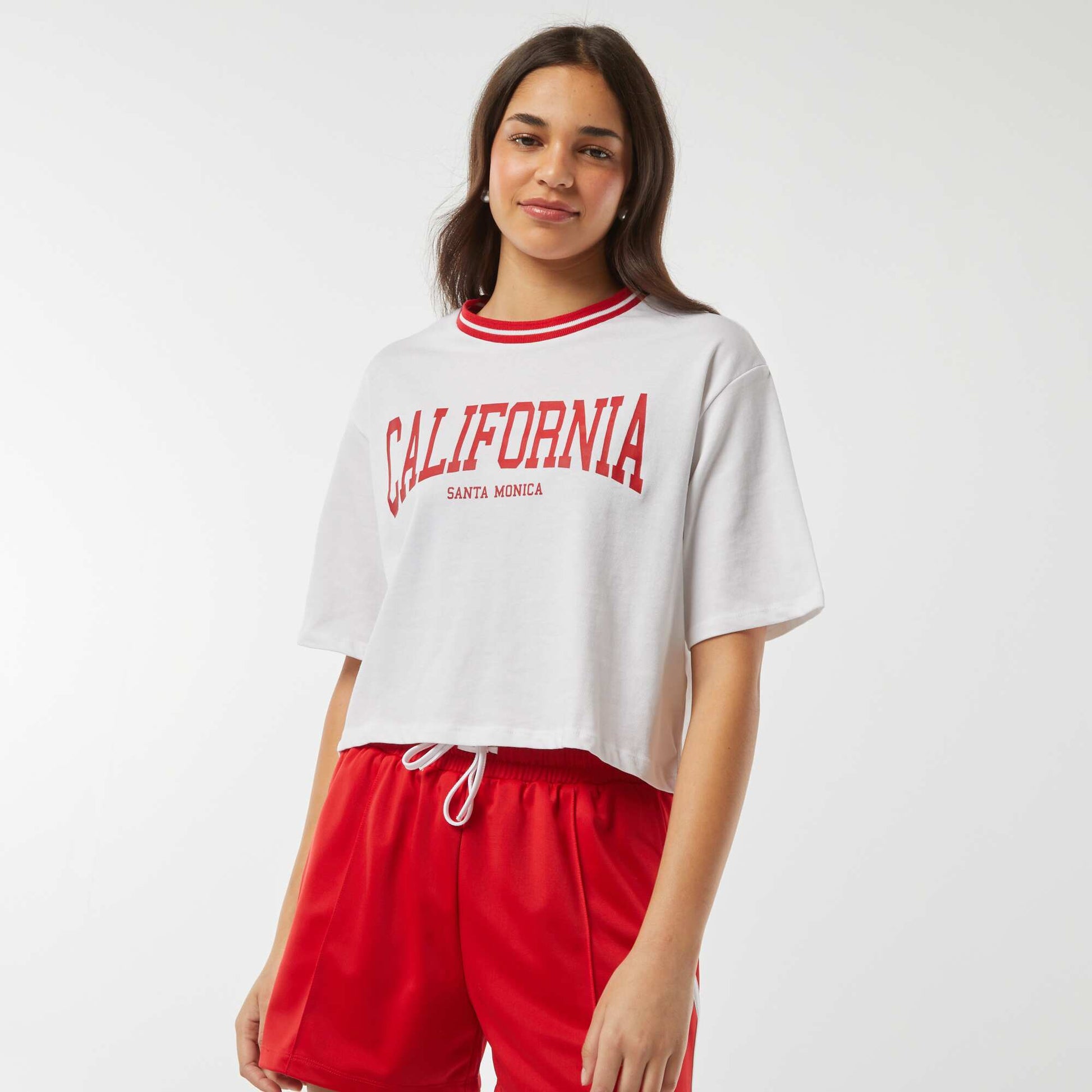 T-shirt coupe courte 'California' BLANC