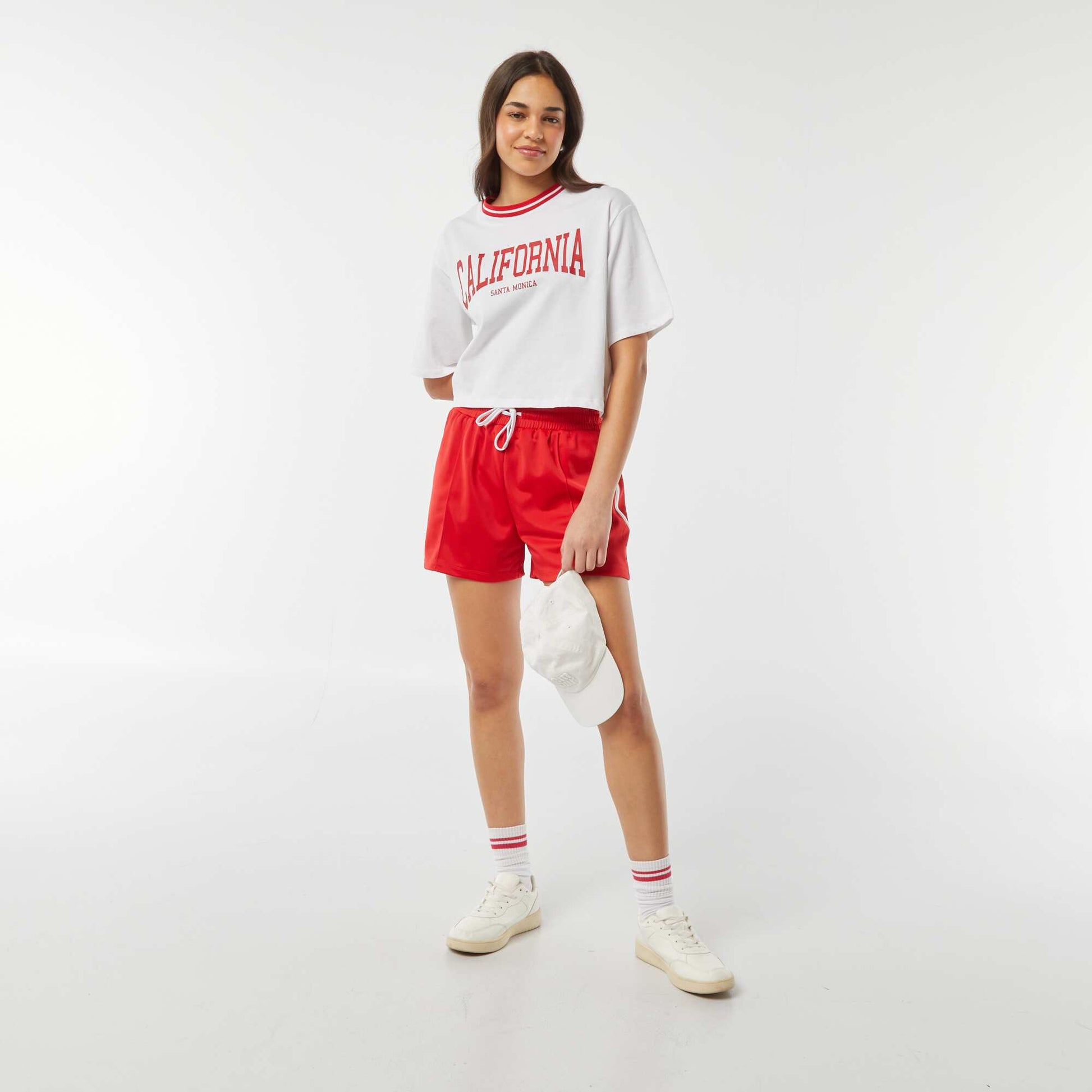 T-shirt coupe courte 'California' BLANC