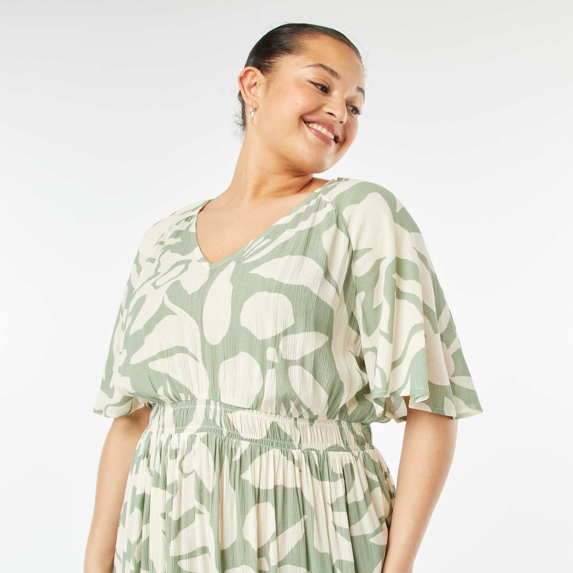 Robe longue en maille crêpe VERT