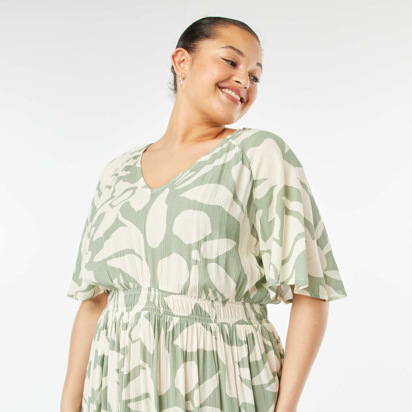 Robe longue en maille crêpe VERT