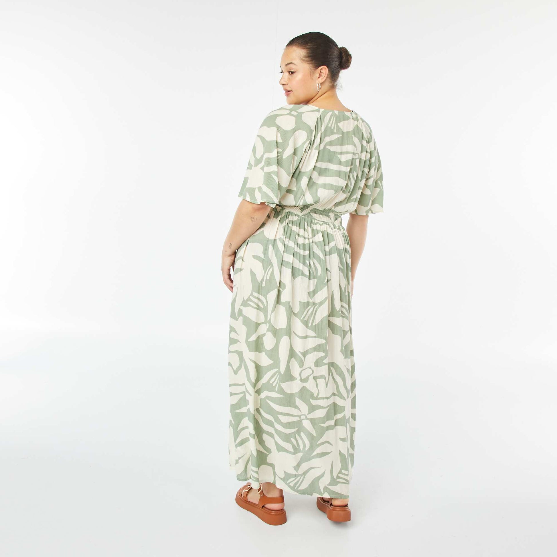 Robe longue en maille crêpe VERT