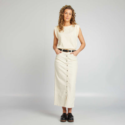 Jupe midi en jean BLANC