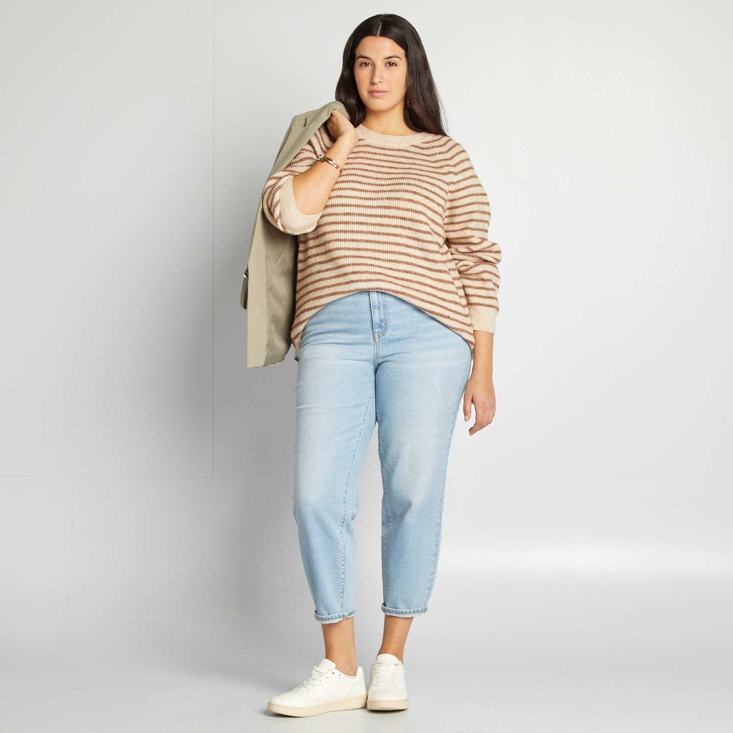 Pull rayé en mode tricot Beige