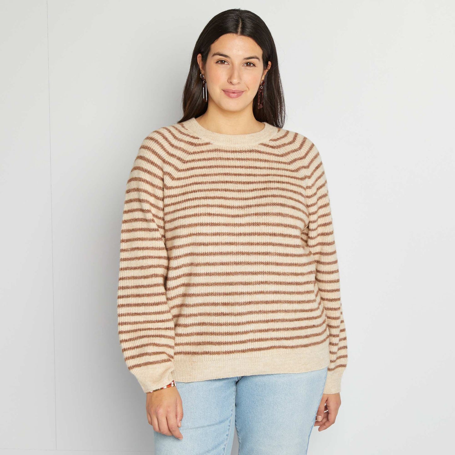 Pull rayé en mode tricot Beige