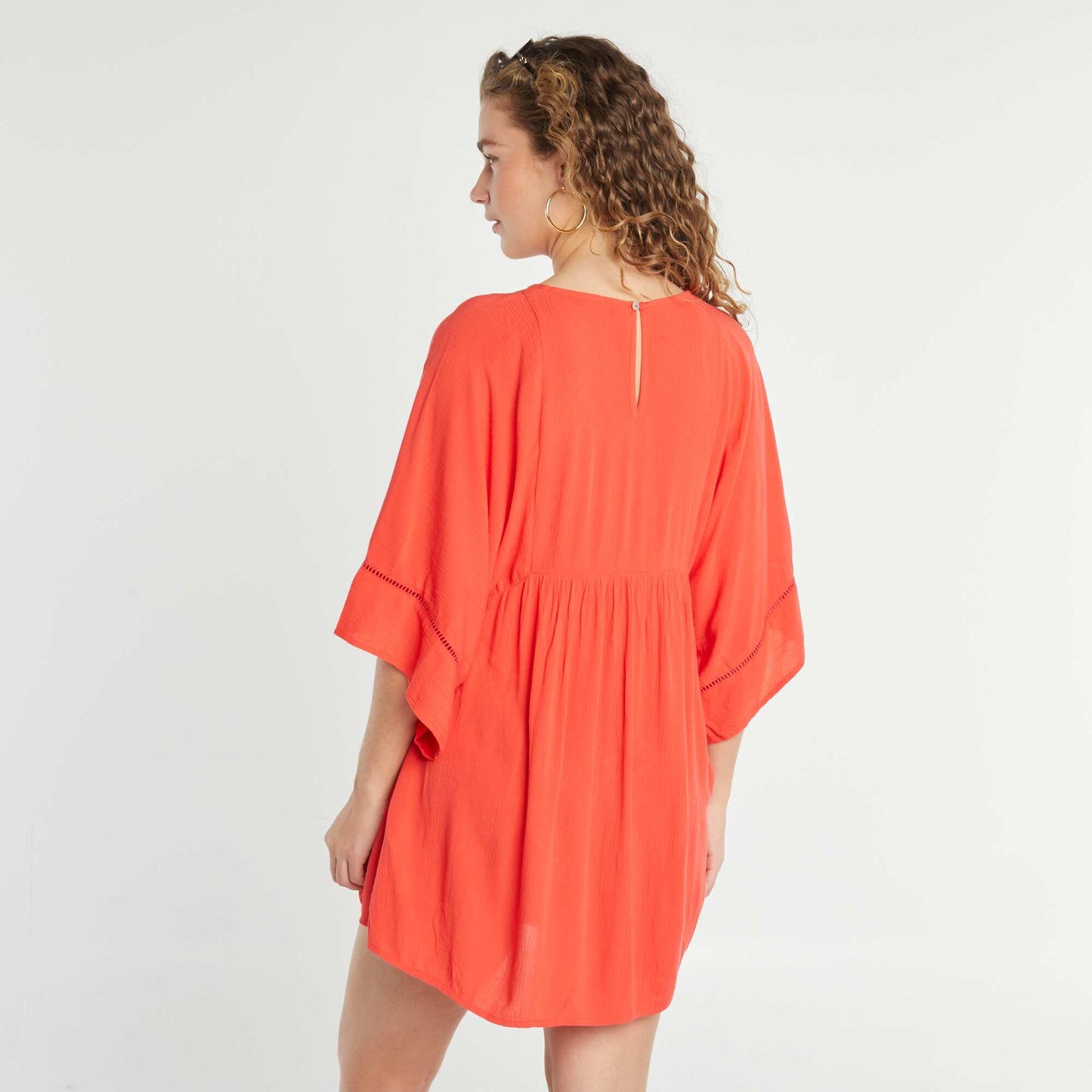 Robe de plage fluide en maille crêpe ROUGE
