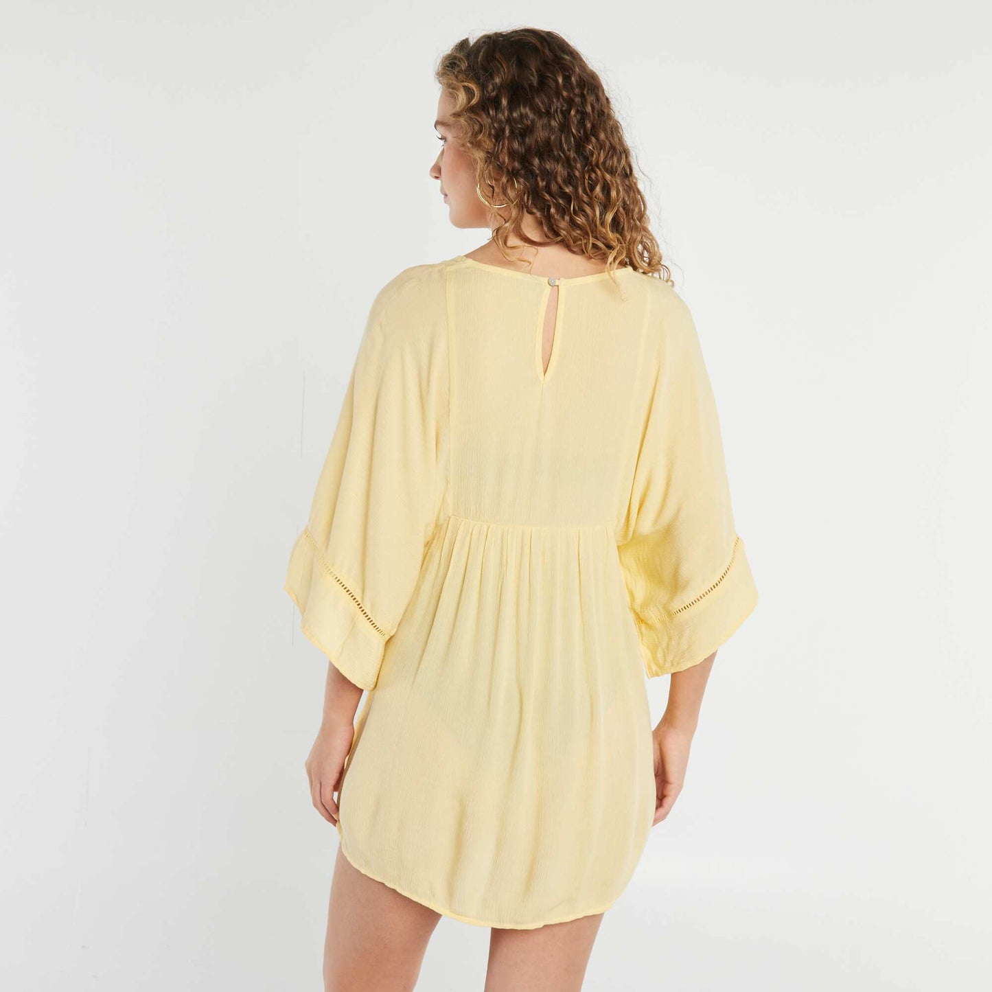 Robe de plage fluide en maille crêpe JAUNE
