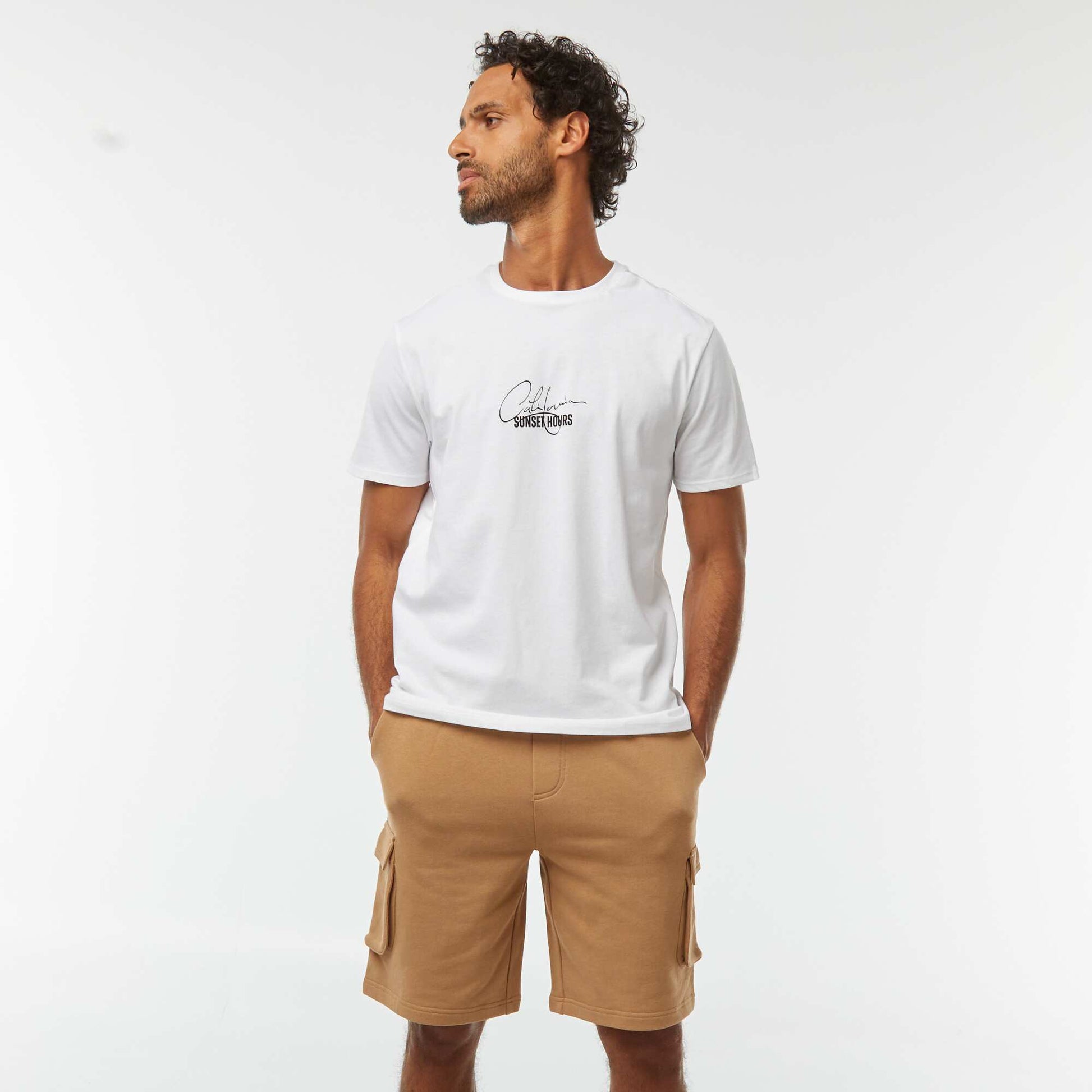 Bermuda en molleton léger multipoches BEIGE