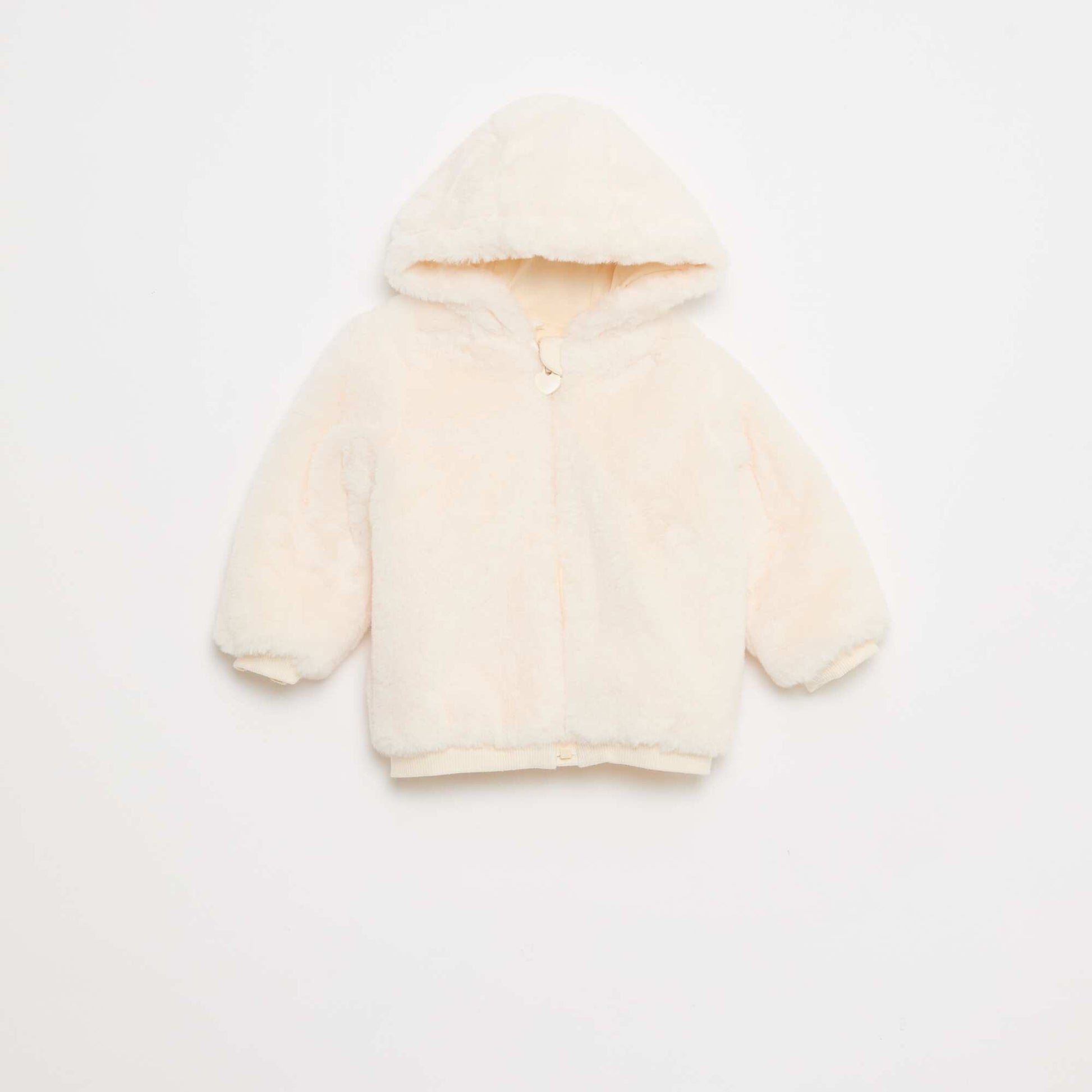 Veste en fausse fourrure à capuche BLANC