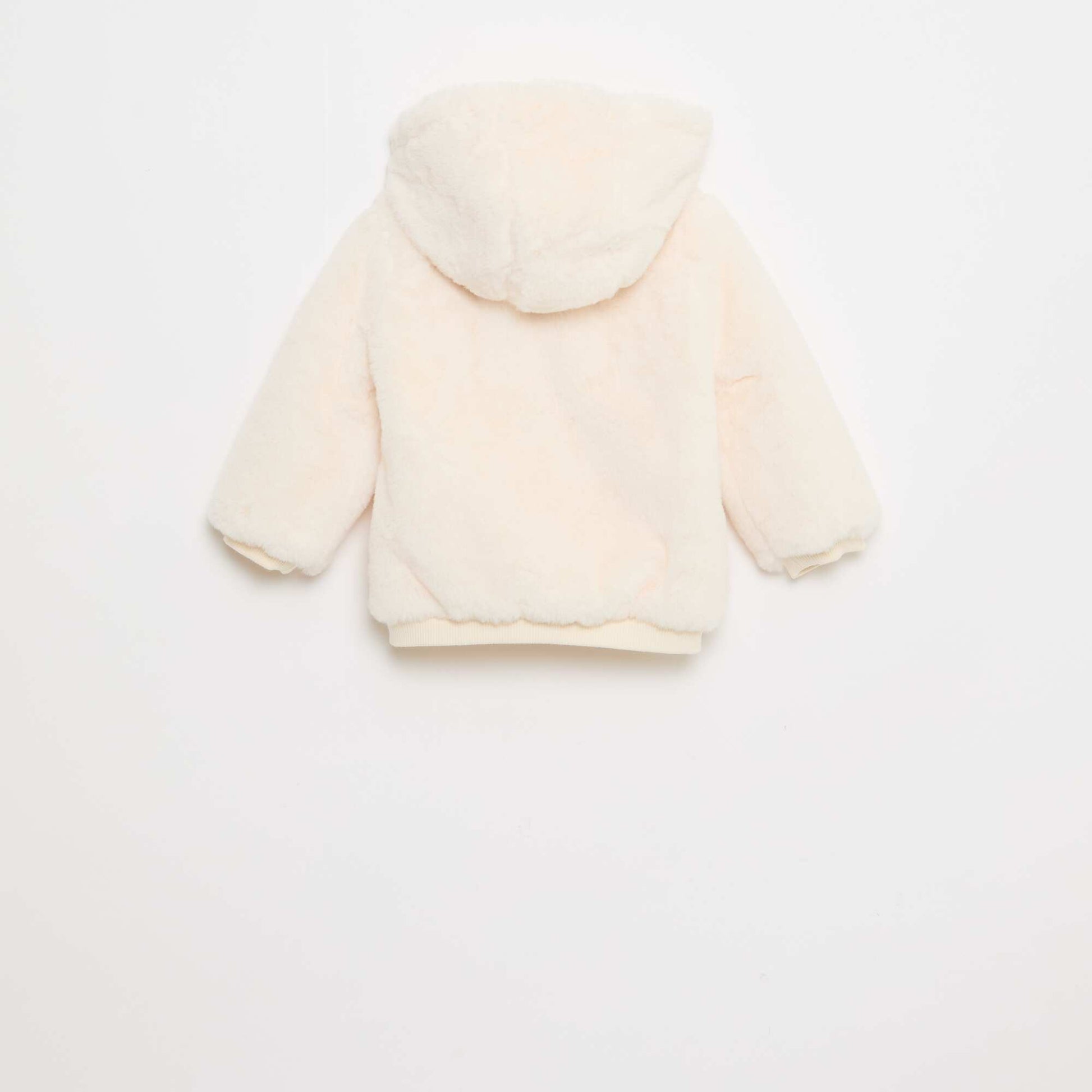 Veste en fausse fourrure à capuche BLANC
