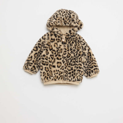Veste en fausse fourrure à capuche MARRON