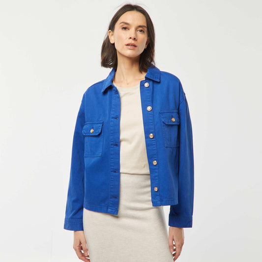 Veste en jean avec boutons dorés BLEU