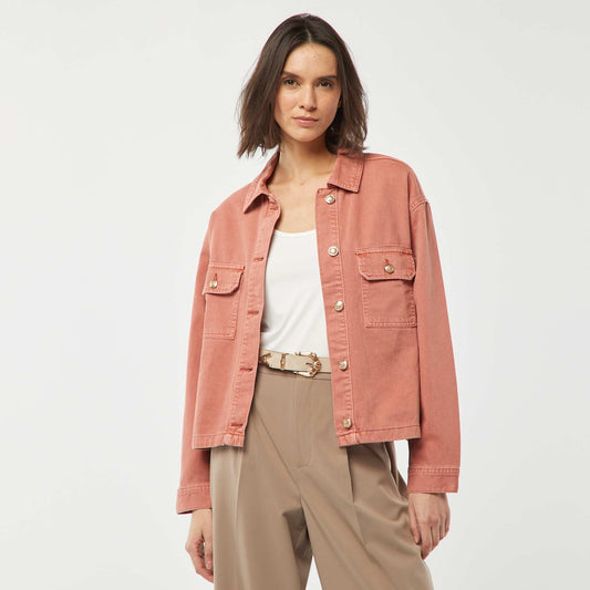 Veste en jean avec boutons dorés ROSE