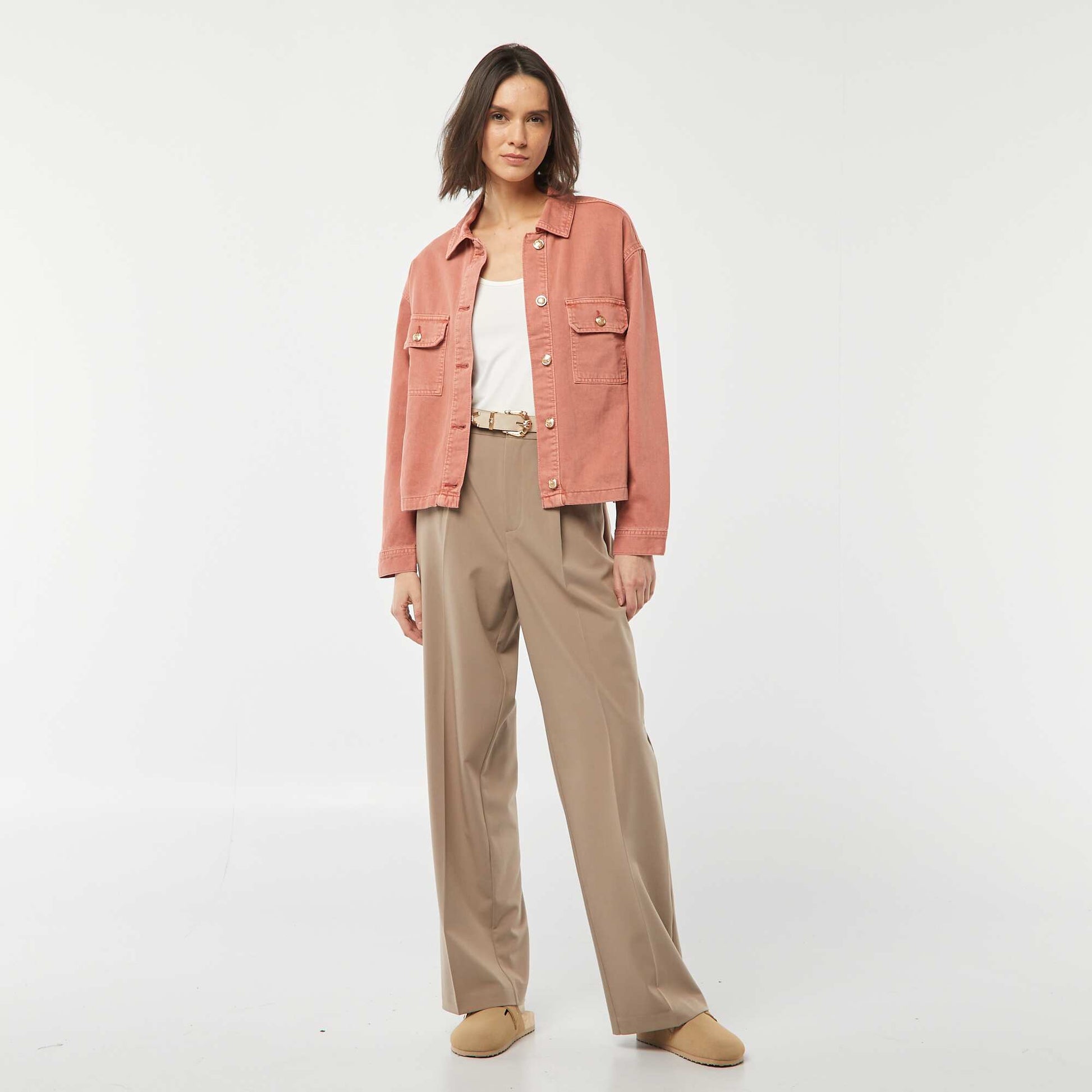 Veste en jean avec boutons dorés ROSE