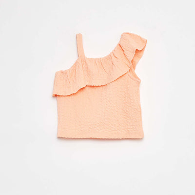 Débardeur stretch en maille gaufrée ORANGE