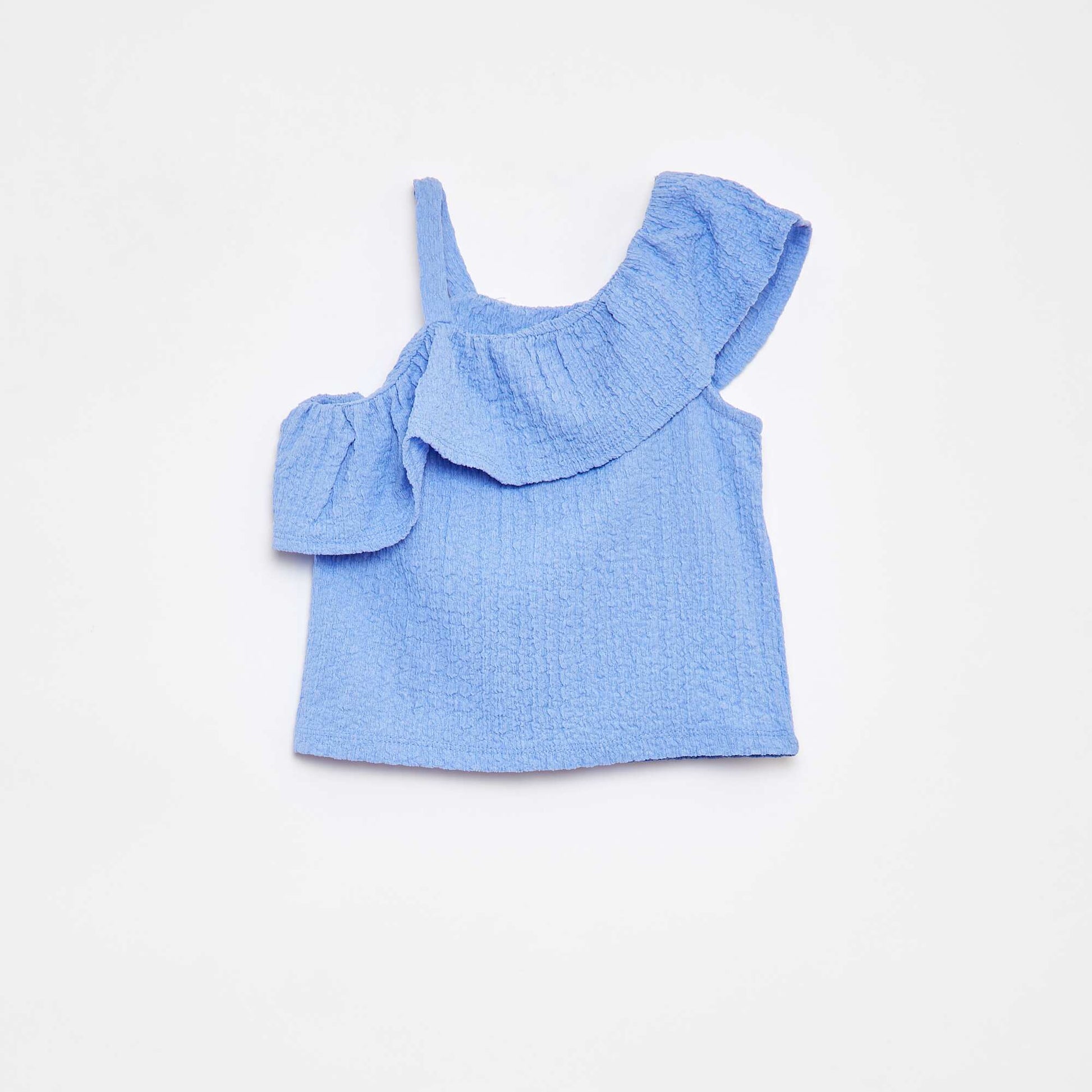 Débardeur stretch en maille gaufrée BLEU