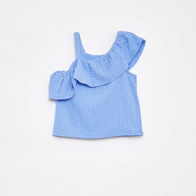 Débardeur stretch en maille gaufrée BLEU