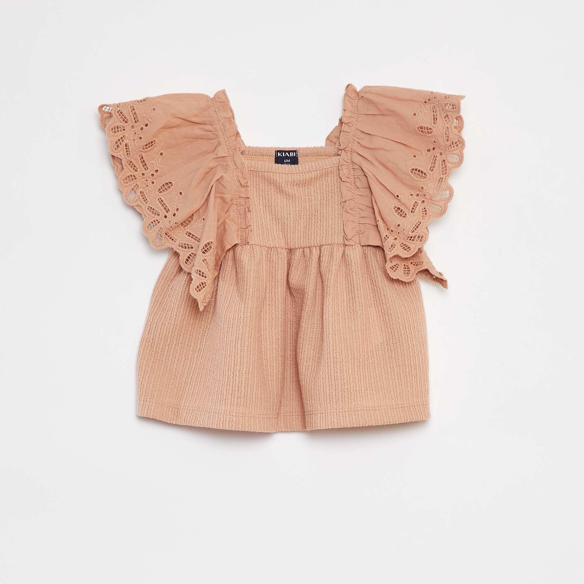 T-shirt ample à manches courtes avec broderie anglaise ROSE