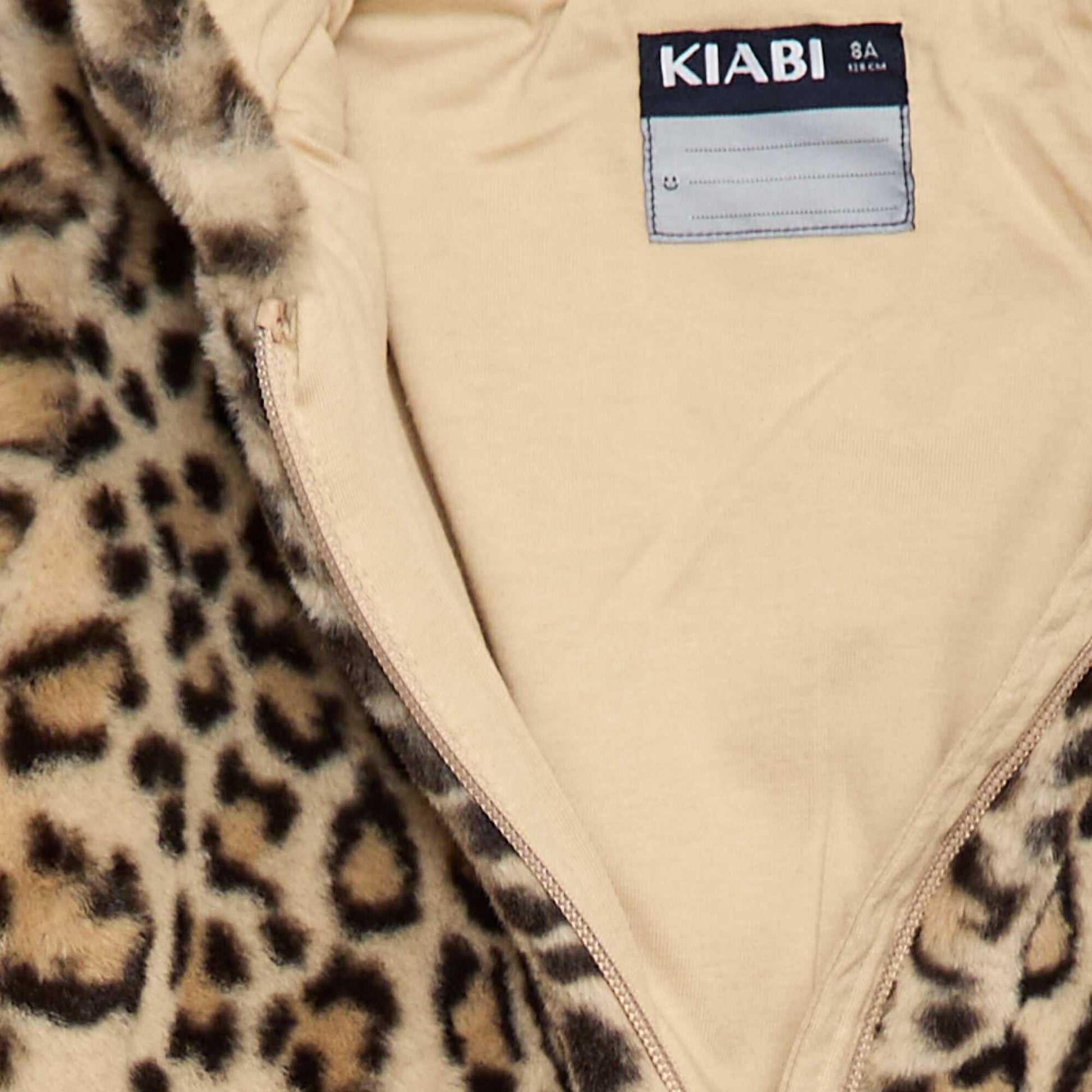 Blouson zippé à capuche en fausse fourrure MARRON