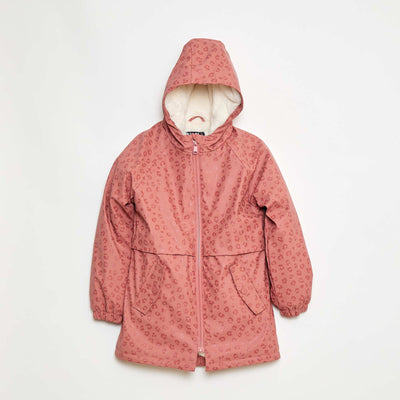 Parka en caoutchouc déperlant à capuche entièrement doublée ROSE