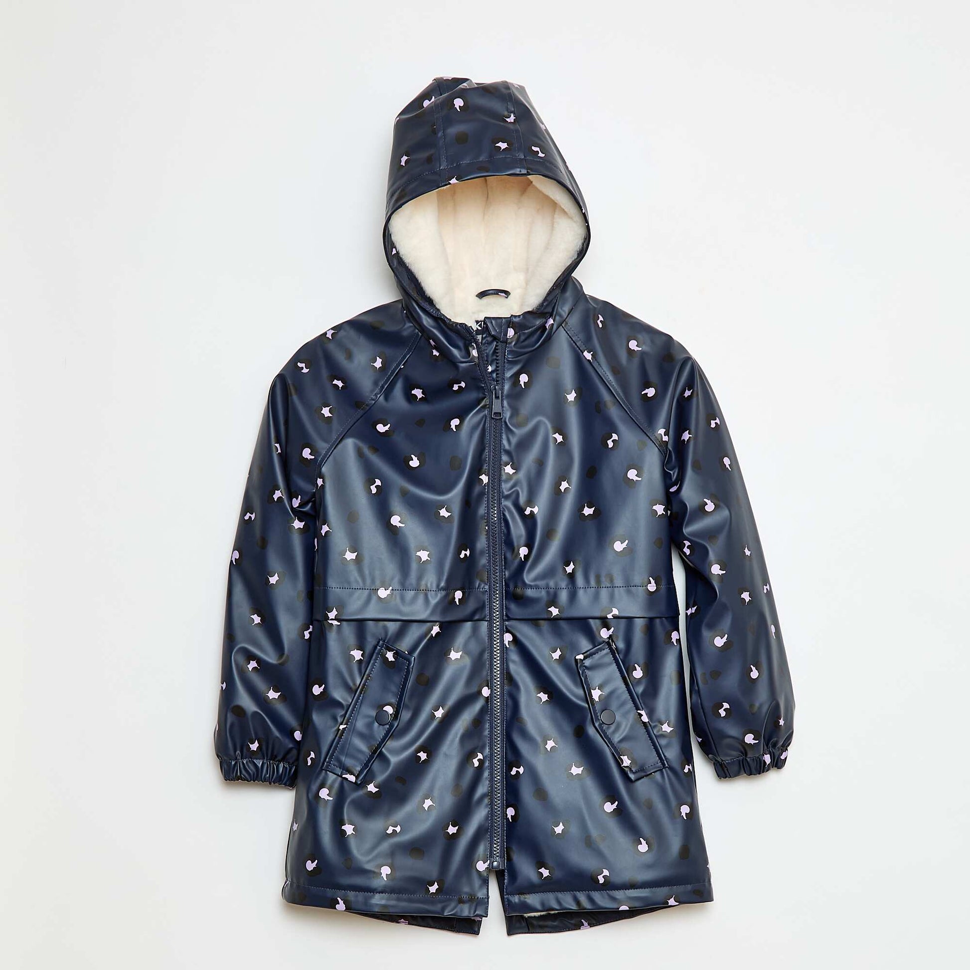 Parka déperlante à capuche entièrement doublée BLEU