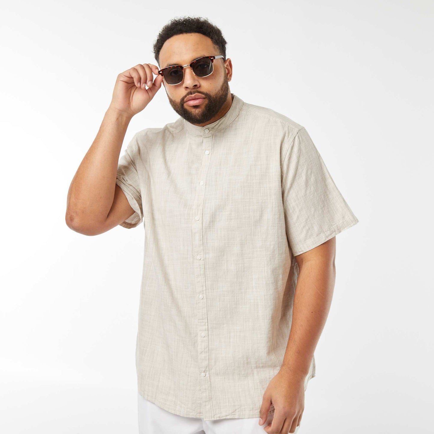 Chemise regular rayée BEIGE