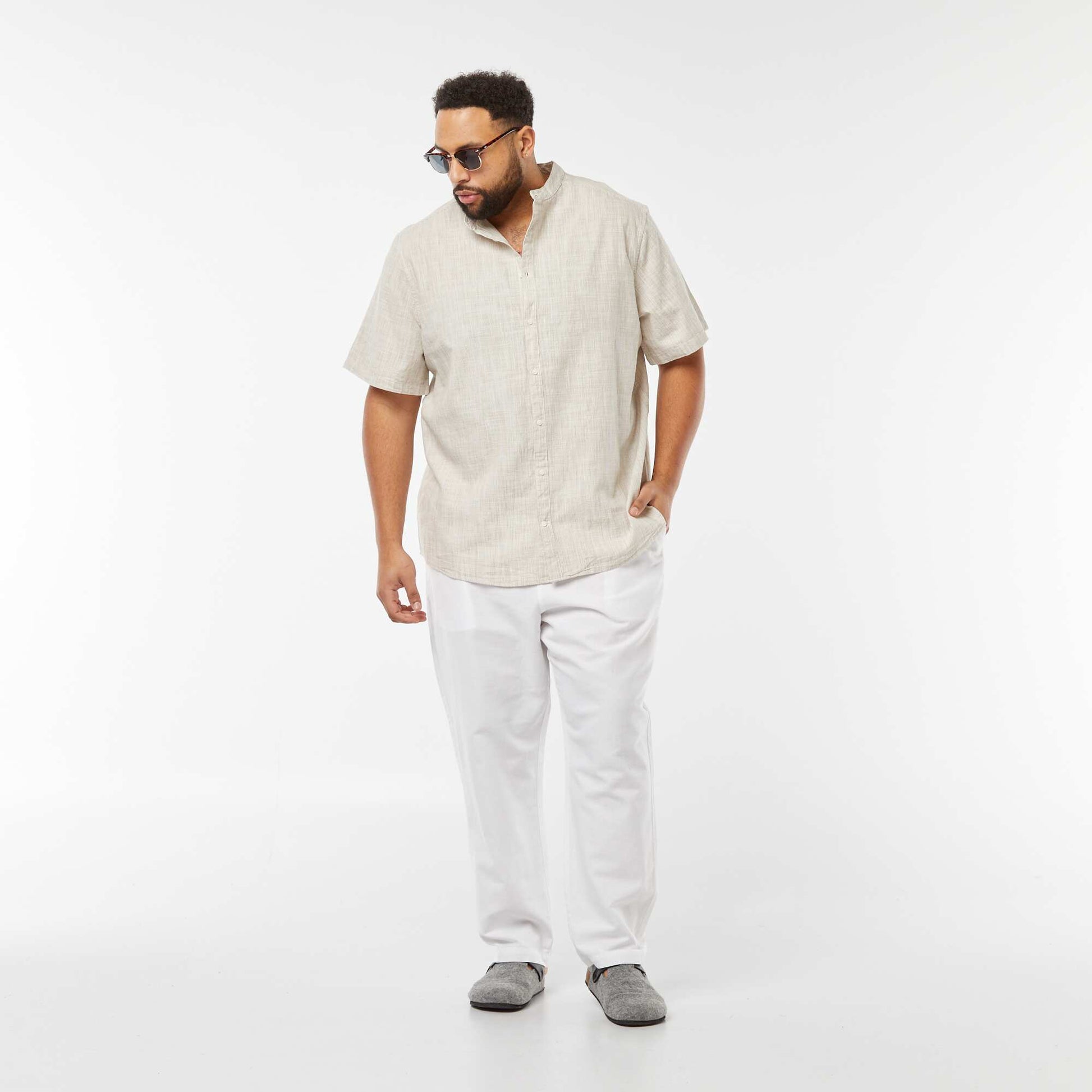 Chemise regular rayée BEIGE