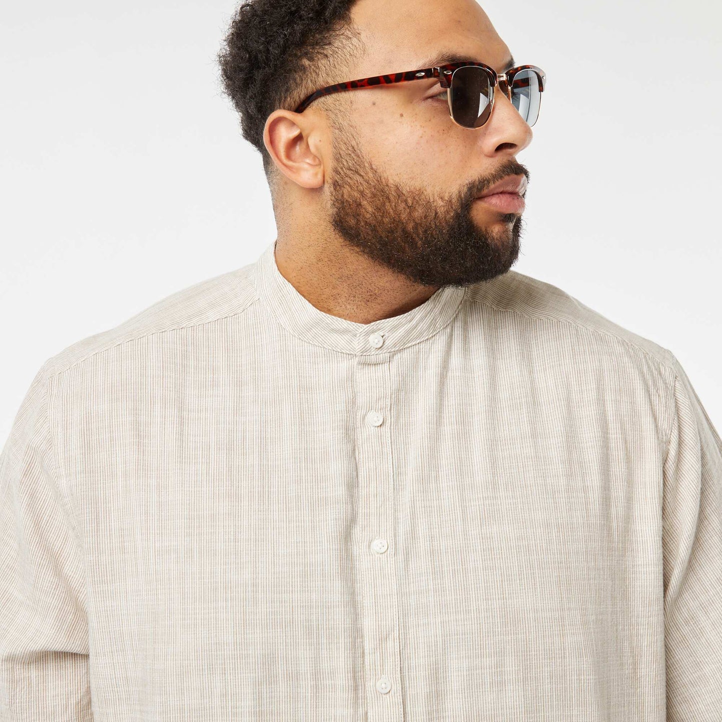 Chemise regular rayée BEIGE