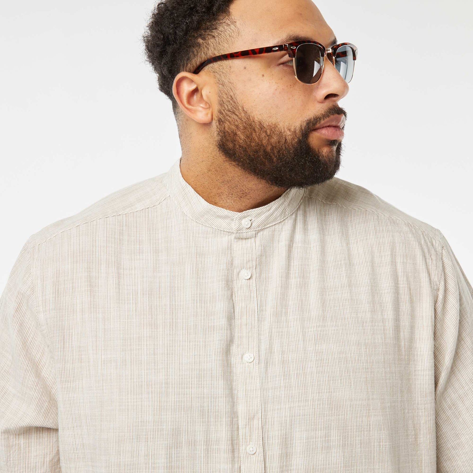 Chemise regular rayée BEIGE