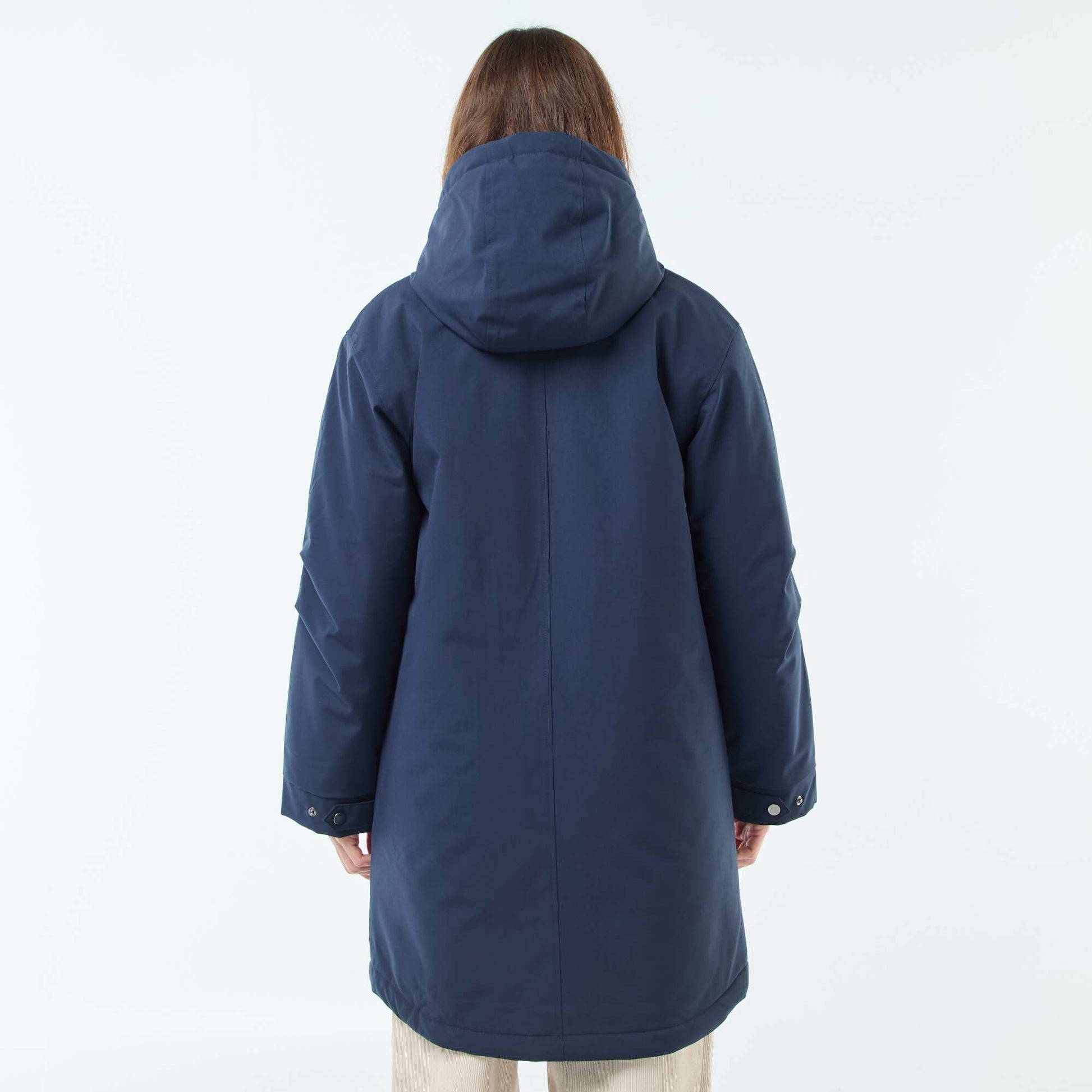 Parka longue à capuche doublure effet moutonné BLEU