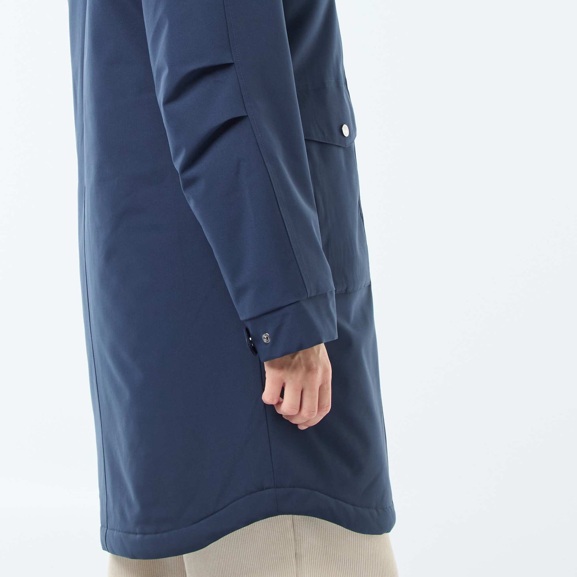 Parka longue à capuche doublure effet moutonné BLEU