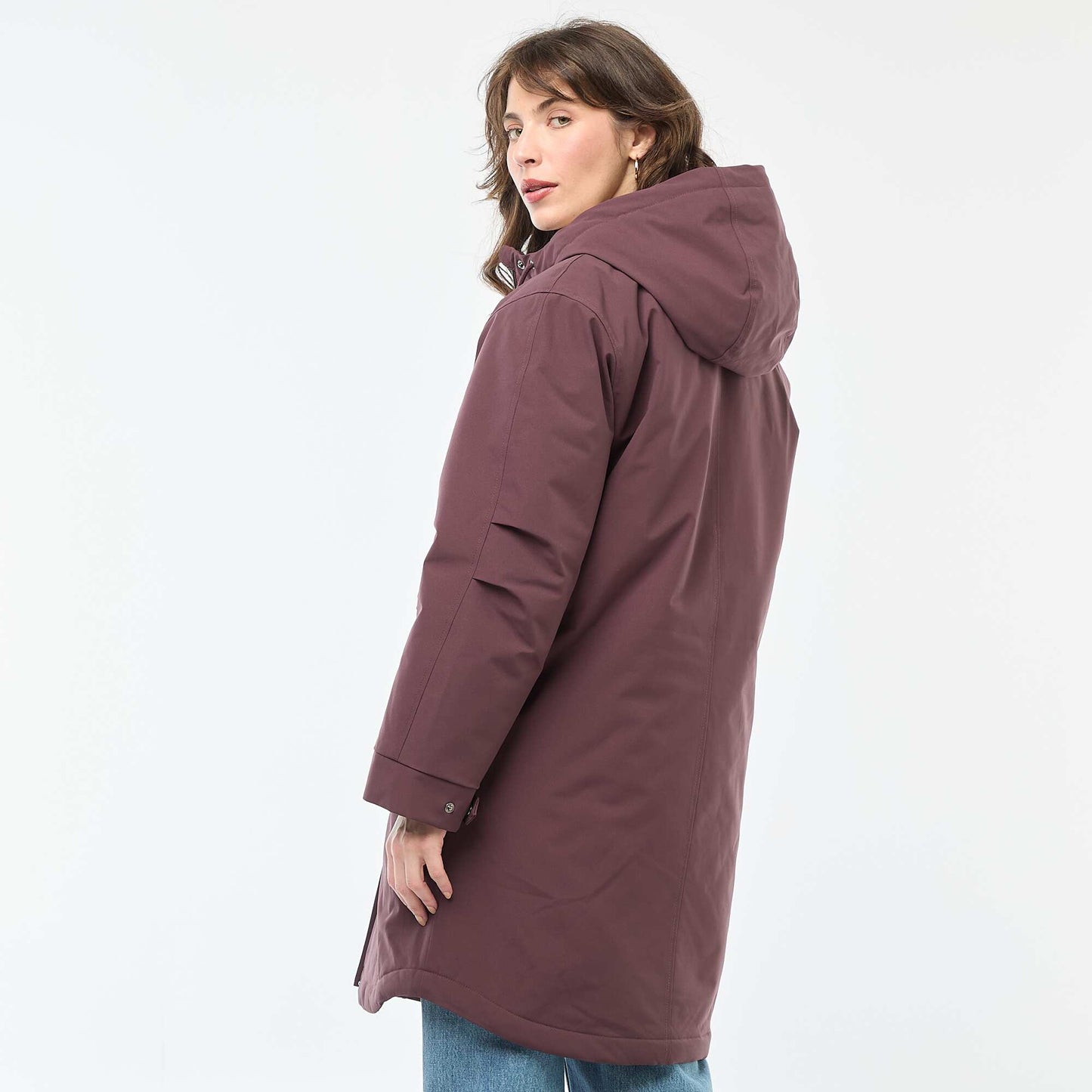 Parka longue à capuche doublure effet moutonné VIOLET