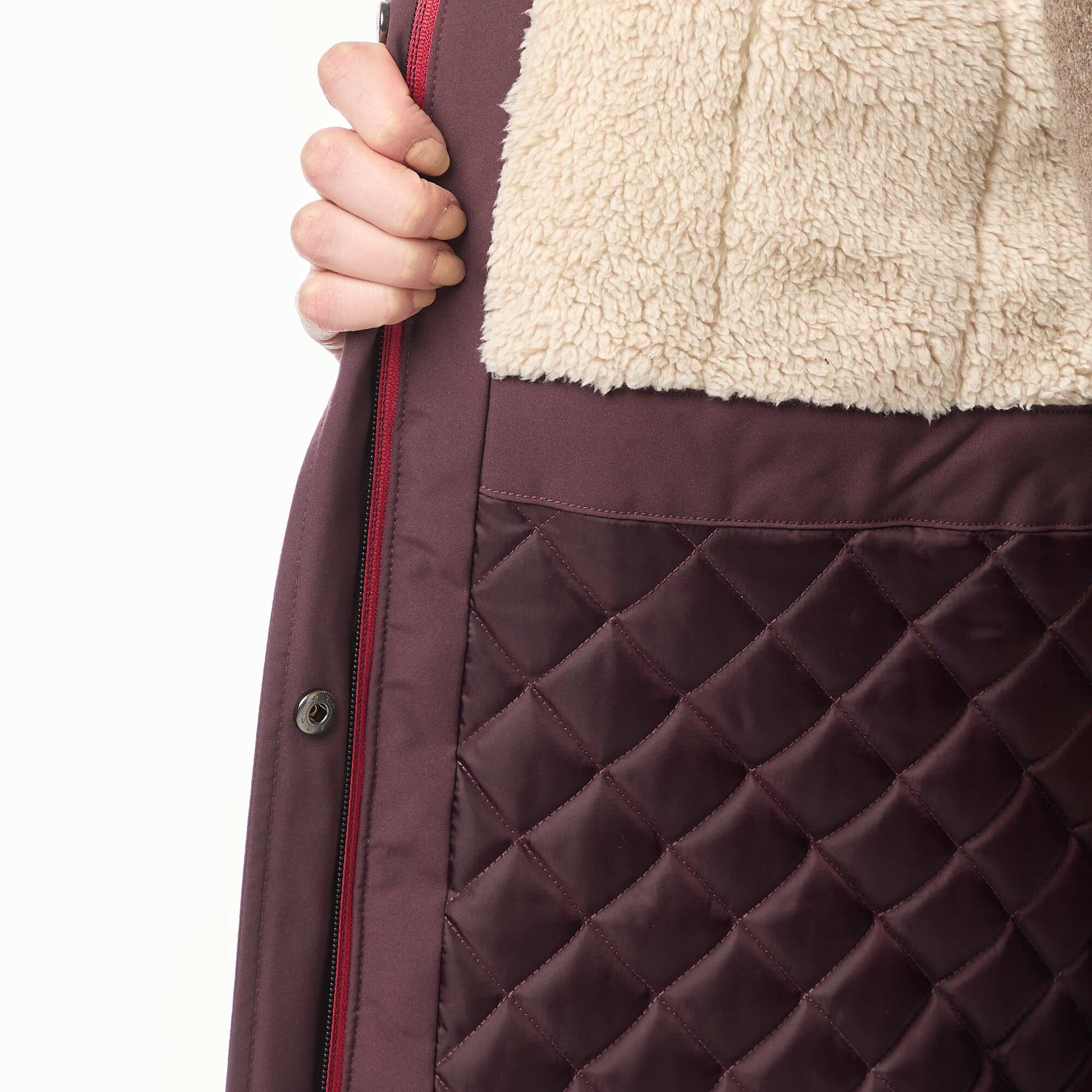 Parka longue à capuche doublure effet moutonné VIOLET