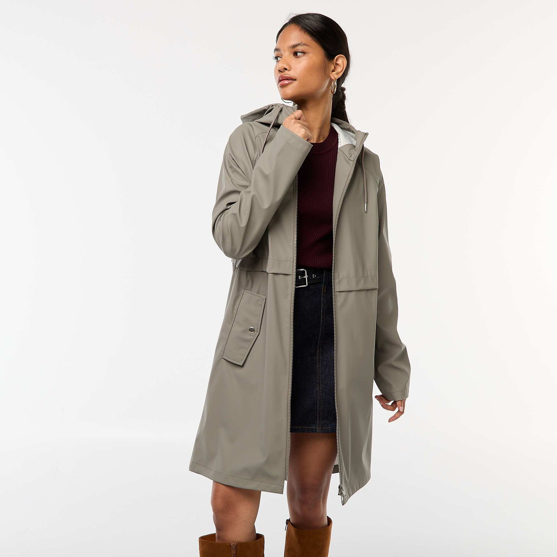 Parka longue déperlante à capuche KAKI