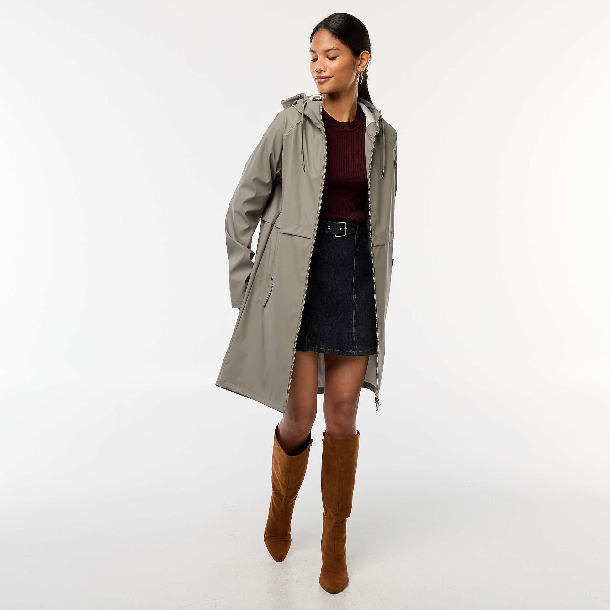 Parka longue déperlante à capuche KAKI