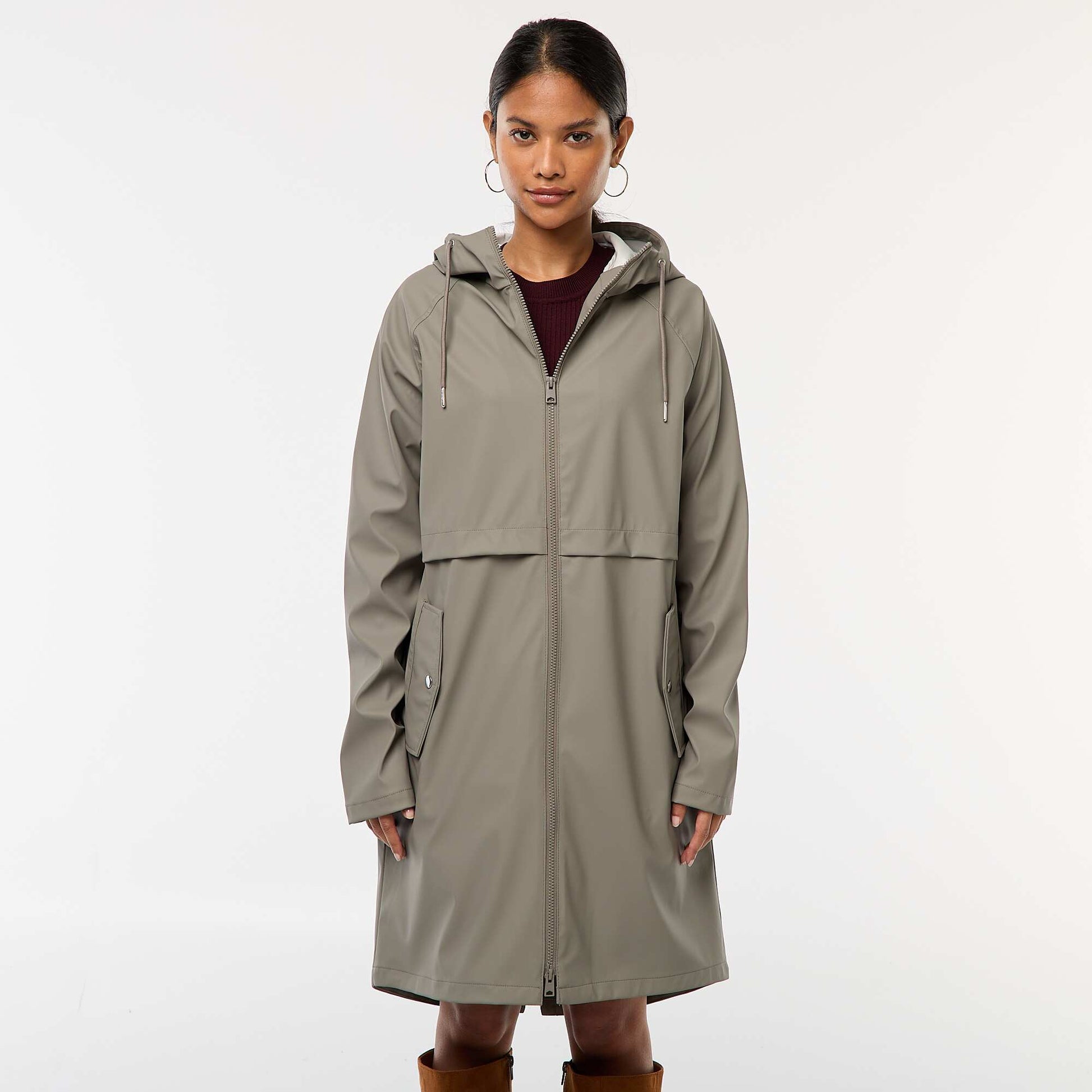 Parka longue déperlante à capuche KAKI